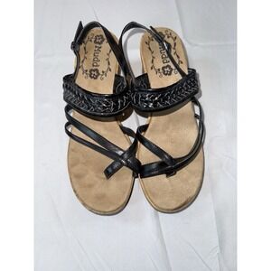 Mudd Black Wedge Strappy Sandals 9M